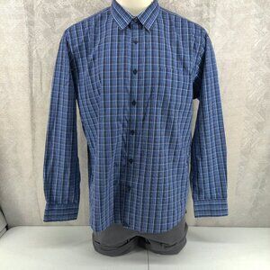 Untuckit Shirt Men XL Blue Plaid Check Regular Fit Button Long Sleeve Casual